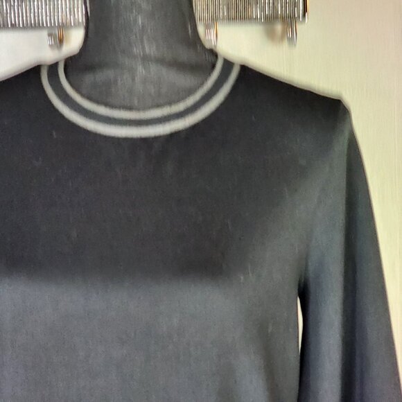 Banana Republic Black Grey Crew Neck 3/4 Sleeve Litwt Poly Rayon Span Top Size S - Picture 5 of 16